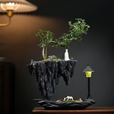 天空之城六月雪文竹懸浮綠植盆景栽辦公室內玄關書房桌面凈化空氣pd, 1個, 巒峰疊影（深棕色）-六月雪