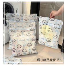 샤론 메쉬 침구 의류 캐릭터 촘촘 세탁망 3종세트, 화이트, 3개