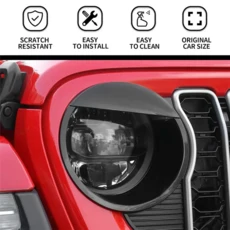 Hoolcar 프론트 라이트 헤드라이트 베젤 앵그리 버드 스타일 커버 트림 지프 랭글러 JL & 언리미티드 4XE 2024 외장 액세서리 블랙, 1개