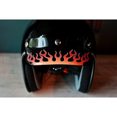 1+1 불꽃 그라데이션 데칼 클래식 헬멧 선바이저 챙 자체제작 커플템 원플러스원, 불꽃 레드