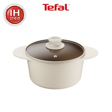 테팔 인덕션 세라믹 주물 아이콘 양수냄비, 20cm, 오트밀크, 1개
