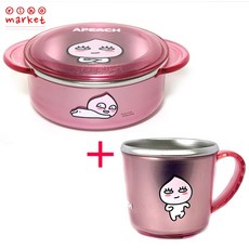 里和 Lilfant 韓國製 屁桃 304不銹鋼 防滑杯 餐具組 兒童餐具 Kakao, 1個, 粉紅色