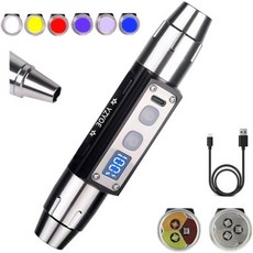 6LED 옥 인식 손전등 충전량 디스플레이가 있는 야외 보석 광물 감지등 백색광 황색광 적색광 청색광 395UV 및 365UV UV 펜.