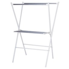 台灣製造 舒寶之家 X型不鏽鋼衣架 折疊衣架 雙層曬衣架 掛衣架, 白色