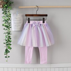 피에르 국내생산 여아용 아동용 무지개 샤 치마레깅스