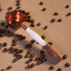 匠魂 純手工木柄紅銅豆匙 一平匙10g咖啡豆, 白, 1個