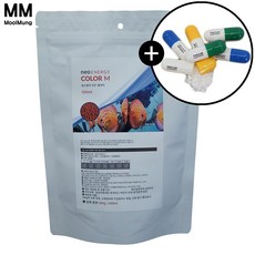 네오 에너지 컬러 M 500ml 200g 네오 캡 리무버 24정 포함 열대어 관상어 발색 강화 사료 먹이 밥, 1개