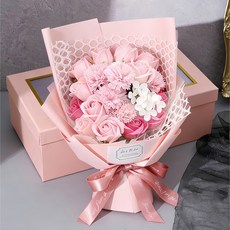 믹스알리 영원한 장미 카네이션 비누 부케 19송이+선물세트 어버이날 스승의 날 선물, 1개, 01핑크