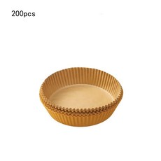空氣炸鍋紙托 耐油不沾圓形烘焙墊 高溫烘烤墊, 200pcs 黃色, 1個