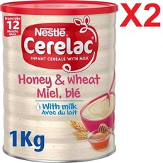 2통 1kg 네슬레 세레락 이유식 허니 앤 위트 윗 밀크 12개월이상 Nestle Cerelac Honey & Wheat with Milk Infant Cereal, 2개, 허니앤위트