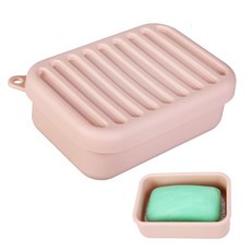SQUARE 스퀘어 TRAVEL 트래블 Soap CASE 케이스 Bar HOLDER 홀더 for Dr Squatch SilicON 온e 케이스 Saver PorTAB 탭l, Rectangular, Peach Pink