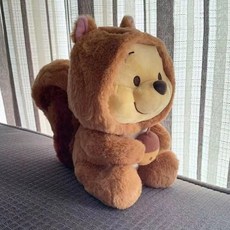 可愛小熊維尼松鼠變裝毛絨玩具，附松果, 1個, 松鼠變裝維尼熊【旗艦品質】,35釐米【旗艦品質】