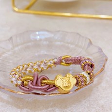 儒家寶寶 彌月金飾 龍造型長命富貴鎖 純金999手繩/手鍊 彌月飾品 龍年平安鎖 滿月禮 週歲, 1個, 芋紫-0.264錢, 芋紫