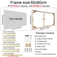 24가지 모던 우드 유화 페인팅 사진 다이아몬드 프레임 캔버스 나무, 60x80cm