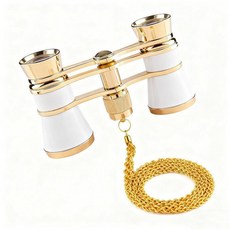 Yourelexit Opera 안경 쌍안경 3X25 로르네트 극장 안경 광학 BK9 미니 컴팩트 경량 내장 접이식 조절 가능한 핸들 빈티지 (넥 체인이 있는 화이트), 화이트 및 넥 체인