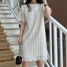 여름 반팔 펀칭 원피스 미니 롱 루즈핏 시스루 스커트 치마
