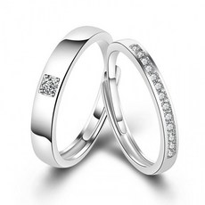 모던 심플 일자 지르코니아 S925 실버 커플링 쌍반지