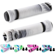 스쿠터 그립 - 혼합 컬러 자전거 MTB 핸들바 그립 | 프로 스턴트 킥 스쿠터 BMX 자전거 산악 자전거용 145mm 소프트 핸들 그립, Black/White, 1개