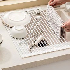 이지몰 접이식 싱크대 건조대 롤형 물빠짐 식기건조대, 1개, 화이트