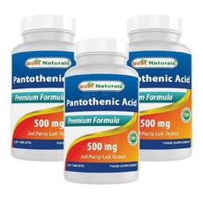 베스트내추럴스 판토텐산 Pantothenic Acid 500mg 120정 3개