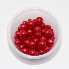 아크릴 진주 [무구멍] 컬러 비즈 공예 재료, A3071. 빨강, 1세트, 5mm