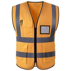 하이라이트 트리플라인 포켓 지퍼 안전조끼, 골드, 1개