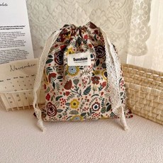 에코백 자수에코백 인쇄 꽃 엄마 가방 기저귀 가방 코튼 끈 포켓 유모차 운반 팩 여행 야외 보관