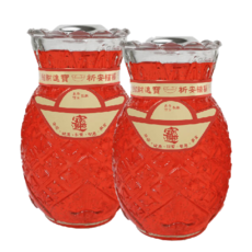 招財求財鳳梨果凍蠟燭(15天)一對，點燈祈福招財，酥油果凍蠟燭，居家招財擺飾, 1個, 紅色一對