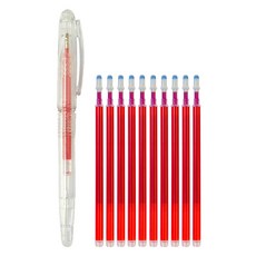 아이롱펜 세트 열펜 다리미펜, 1개, 레드(펜 1개 + 리필 10개)