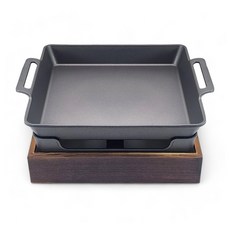 카엔 정사각 우드 깊은 그릴팬 화로 세트 고기불판 그리들 곱창볶음 전골팬 일본식 캠핑불판, 1개