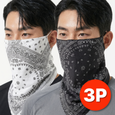 보물섬23 자외선 차단 마스크 스카프 골프마스크 얼굴햇빛가리개, 블랙, 3개