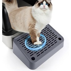 바투케 고양이 쓰레기통 스텝 필터 기능이 있는 경사로 매트 청소하기 쉽고 페달 스툴로 고양이와 노인 고양이에게 이상적입니다 블랙, Dark Grey