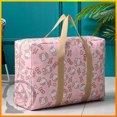 禪緣香捨 【加厚耐用】防水 幼兒園被子收納袋 牛津佈裝衣服袋子 手提棉被搬傢打包袋 行李袋, 1個, 深藍招財貓,小號50*36*18雙層有內襯