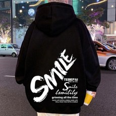 스몰더 남자 오버핏 스마일 기모 후드 맨투맨 티셔츠 [1620]