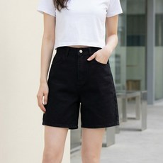 NUNUHANA 여성용 5부 와이드 데님 팬츠