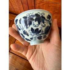景德鎮 青花 西瓜 雞心杯 瓜瓞綿綿 手工手繪 大號 主人杯, 如圖所示, 1個