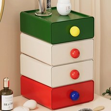 유니팡 책상 화장대 컬러풀 다용도 서랍장 정리함, 4개, 화이트,레드,그린,화이트