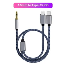 3in 1 Type C 3.5mm 잭 Aux 케이블-IOS 오디오 케이블 어댑터-iPhone iPad 차량용 스피커 남성-남성 USB-C, 01 1M Style 2