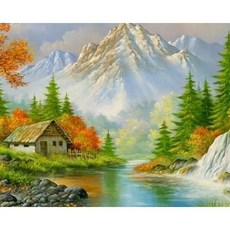 프레임캔버스 풍경 그림그리기 Diy 키트, 20x30cm No Frame, Q.파란