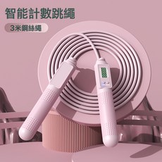 DIU 成人款兩用跳繩智能計數鋼絲繩體育用品家用無繩運動負重跳繩, 1個, 粉色-長繩【收納袋包裝】