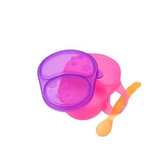 美國sassy寶寶分隔碗 兒童餐具 防滑分隔設計 安全材質 學習餐具, 1個, 粉紅色