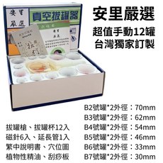 安里嚴選 真空拔罐器 12罐/24罐 家用抽氣式拔火罐 矽膠拔罐 真空拔罐組 加厚加大防暴拔罐杯, 1個, 高CP12罐