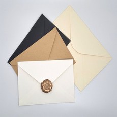 편지봉투 청접장 실링왁스 포함, 블랙, 블랙