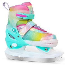 LEVYTEMP 조절 가능한 어린이 여아 남아용 아이스 스케이트 - 그라데이션 핑크 레인보우 청소년 아이스 스케이팅 슈즈 - 사이즈 X S 만 3-5세 - 야외 및 링크용 아이, 초록색