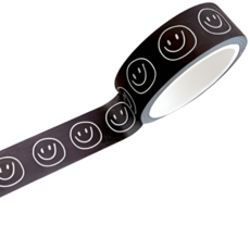 라온스티커 4종 스마일 마스킹 테이프 다꾸 5M 마테 메모 스티커, 블랙(T-0685) 3개