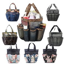 뷰레이터닷컴 물빠지는 포켓 메쉬 목욕가방 목욕탕 사우나 가방 스파백 + 받침대세트, 1.시그니처_브라운(레오파드)