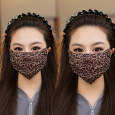 2026년 레오파드 패턴 아이스 실크 마스크 여성용 여름 자외선 차단 통기성 얼굴을 작아 보이게 하는 세련된 귀걸이형 마스크, 모든 야드, 갈색 표범 무늬 [2개 세트]