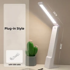 호환 LED 접이식 책상 램프 USB 충전 터치 컨트롤 디밍 데스크탑 눈 보호 독서 연구 사무실 침실 램프, 02 Plug in