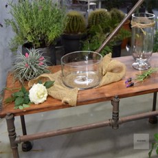 아이서 유리수반 낮은원형 20x10cm 빈티지유리화병