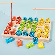 兒童木質磁性字母數字釣魚玩具 親子互動 寶寶早教手眼協調益智玩具, 字母數字釣魚遊戲【0.74kg】, 1個